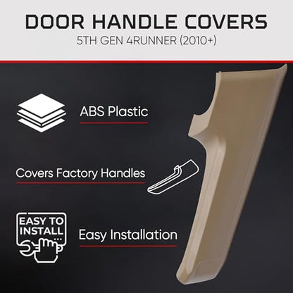 AJT DESIGN Door Handle Covers Compatible with Toyota 4Runner 2010+ (5th Gen) | 5th gen 4runner Chrome Delete | ABS Plastic Front & Back Interior Car Door Handle Cover| Made in USA | Quicksand - color: Quicksand