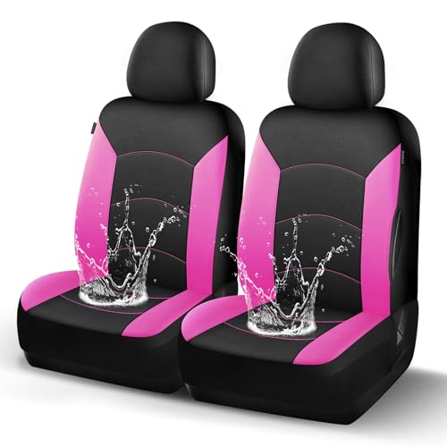 HChengkikz Car Seat Covers Front Seat, Waterproof Neoprene Car Seat Covers, Airbag Compatible, All Season Protection Universal Fit Most Cars, Trucks, SUVs (Black + Pink) - color: Black Pink, size: Two Front