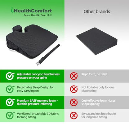 ( 16x13.7 inches Wedge Seat Cushion for Car and Truck,Portable Memory Foam Seat Cushion for Tailbone Stress Back Pain Relief - size: 16x13.7