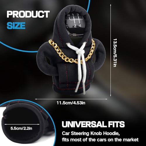 Funny Gear Shift Hoodie Cover, Car Shifter Knob Sweatshirt, Universal Stick Shift Cover for Car Gear Handle - color: Black