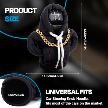 Funny Gear Shift Hoodie Cover, Car Shifter Knob Sweatshirt, Universal Stick Shift Cover for Car Gear Handle - color: Black