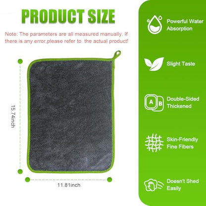 Microfiber Towels for Cars, 16"×12" No-Scratch No-Lint Cleaning Cloth, Highly Absorbent Car Window Drying Towel, Auto Interior & Exterior Detailing Supplies for Cars/Boats/Trucks(2PCS) - size: 2PCS