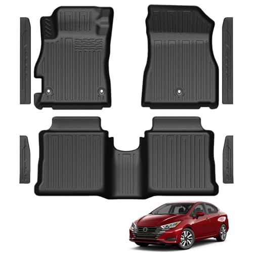 Floor Mats for Nissan Versa 2026 2025 2024 2023 2022 2021 2020, TPE All Weather Durable Floor Liners Door Sill Guards for Nissan Versa S SV SR Accessories - size: 2020-2026 | For Nissan Versa