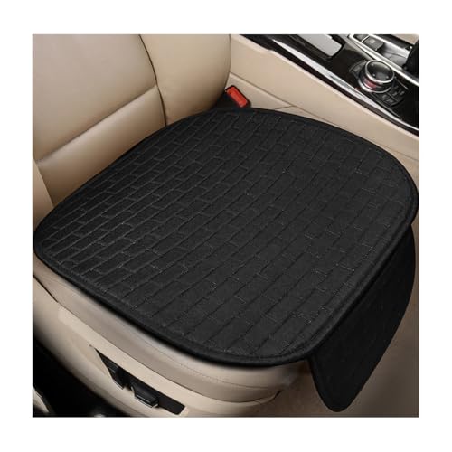 KVAEY Linen Back Car Seat Cover, Anti-Slip Long Bottom Rear Seat Cover Protector with Storage Pockets, Breathable Linen Rear Bench Seat Protector Cushion Pad for Most Vehicles (Black, Front) - color: Black, size: Front