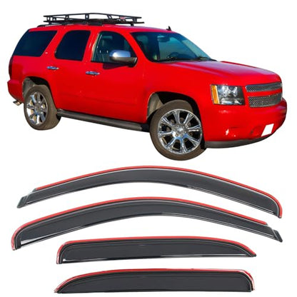 IKON MOTORSPORTS in Channel Window Visors Compatible with 2007-2014 Chevrolet Tahoe & GMC Yukon, Acrylic Smoke/Tinted Rain Guards, Side Window Wind Deflectors 4PCS