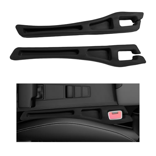 2 PCS Car Seat Gap Filler Organizer, No Drop Vehicle Seam Plug Organizer with Storage Slot, Multifunctional Console Side Gap Filler for Most Vehicles, Car Accessories (Black) - color: Black