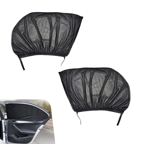 2 PCS Car Window Shades, Stretchable Side Window Full Coverage Sun Shade, Breathable Front Door Mesh Window Cover for Baby Kids Adults Pet, Universal for Most Cars (Black) - size: 2 PCS