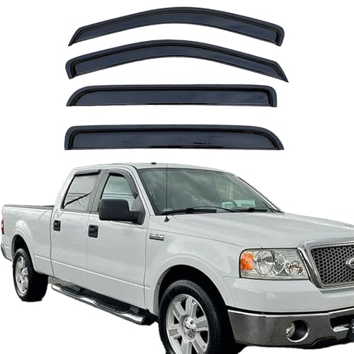 Tape On Rain Guards Window Visors Compatible with 2004-2008 Ford F-150 SuperCrew/Crew Cab, 2006-2008 Lincoln Mark LT SuperCrew Cab,Side Vent Visor Window Deflector Shade,Truck Accessories-4pcs - size: For Ford F-150 SuperCrew/Crew Cab 2004-2008
