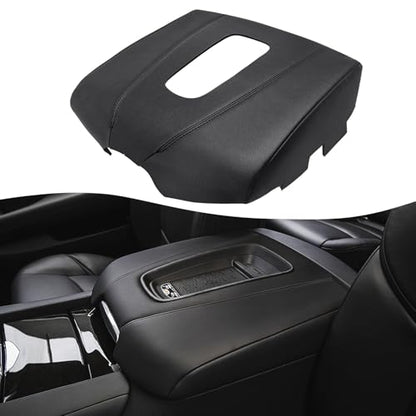 KBH Car Center Console Armrest Cover Replacement for Cadillac Escalade 2015 2016 2017 2018 2019 2020, Vinyl Leather Upholstery, Anti-Scratch, Black (Leather Part Only) - color: Black Vinyl, size: Cadillac Escalade 2015-2020