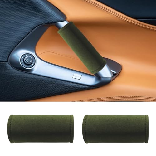 2PCS Car Grab Handle Cover, Soft Car Inside Door Handle Protector, Anti-Scratch Automotive Door Pull Handle Covers, Vehicle Interior Grip Gloves Decoration Accessories for Most Cars (Green) - color: Green