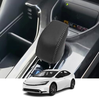 Custom Interior Accessories for Toyota Prius Crown 2023 2024 2025 2026 Crown Signia Leather Automatic Gear Shift Knob Cover,Transimission Boots Shift Lever Leather Sheath(Black Stitches) - color: Black Stitches
