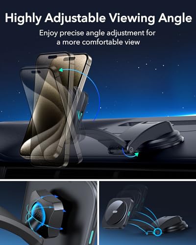 ESR for MagSafe Car Mount Charger, Dashboard Magnetic Wireless Car Charger Mount, Compatible with MagSafe Car Charger, for iPhone 17-12 Series, Galaxy S26/S25, Fast Charging, Car Accessories, Black