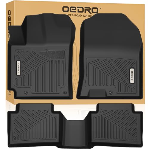 OEDRO Floor Mats Fit for 2018-2023 Hyundai Kona & 2022 2023 Kona N (Not Fit Electric Models), TPE All-Weather Custom Fit Floor Liners for Kona Accessories,1st & 2nd Row Mats Car Mats, Black - style: 2018-2023 Hyundai Kona 1st & 2nd