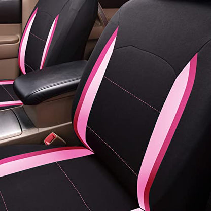 Flying Banner Car Seat Covers Front Seats Rear Bench Polyester car seat Protectors Easy installations Rear Bench Split Classic Man Lady Truck - color: Black Pink & Light Pink