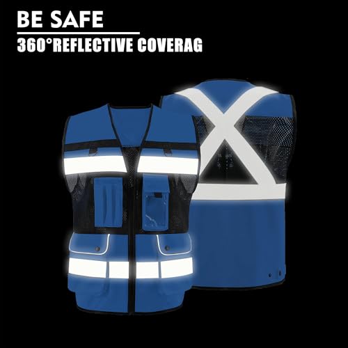 Safety Vest High Visibility Reflective Construction Vest for Men Women - color: Royal Blue, size: Small