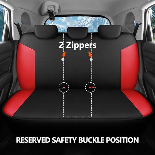 HChengkikz Car Seat Covers Full Set, Waterproof Neoprene Car Seat Covers, Airbag Compatible, Universal Automotive Seat Covers for Most Cars, SUVs, Trucks (Black + Red) - color: Black Red, size: Full Set
