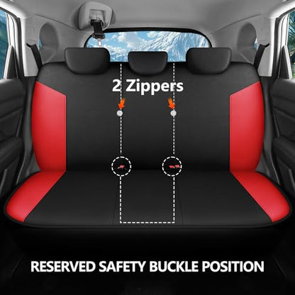 HChengkikz Car Seat Covers Full Set, Waterproof Neoprene Car Seat Covers, Airbag Compatible, Universal Automotive Seat Covers for Most Cars, SUVs, Trucks (Black + Red) - color: Black Red, size: Full Set