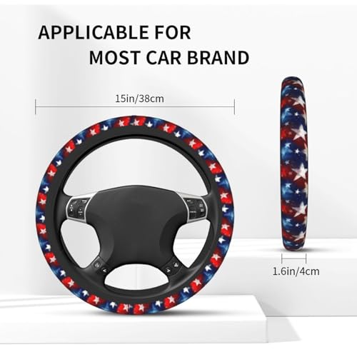 4th of July Steering Wheel Covers Non Slip Neoprene Universal 15 Inch Steering Wheel Protector Car Cover for Men Women - color: 4th Of July