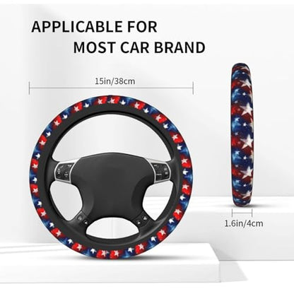 4th of July Steering Wheel Covers Non Slip Neoprene Universal 15 Inch Steering Wheel Protector Car Cover for Men Women - color: 4th Of July