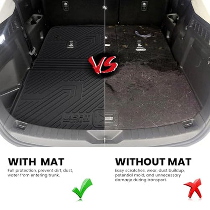 LASFIT Cargo Mat with Backrest Mat for Mazda CX-90 / CX 90 PHEV 2024 2025 2026 (Only Fit 3rd Row 60/40 Split-Bench Seats) TPE Custom Fit All Weather Trunk Liner Waterproof Cargo Tray Accessories - size: CX90 | 2024-2026 | Cargo Liner & Backrest Mat