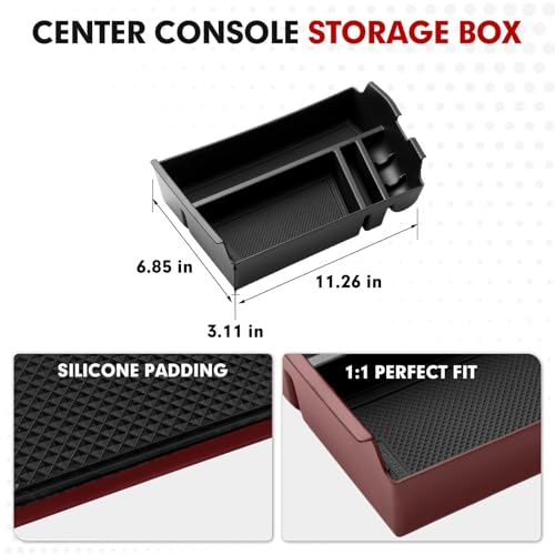 Autorder Center Console Organizer for 2024 2025 2026 Hyundai Sonata Accessories Car Armrest Storage Box Middle Console Tray Container with Non-Slip Silicone Mats - size: 2024-2026 Hyundai Sonata