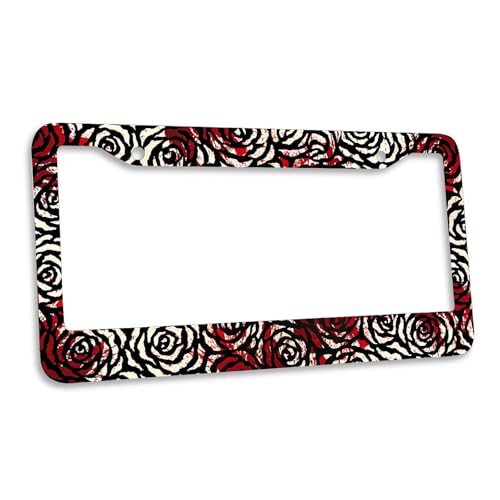 Gothic Roses License Plate Frame Grunge Dark Blood Red Floral Personalise Stainless Steel Metal Car Plates Funny License Plate Frames Decorative for Men Women 6.3 x 12.2 in - color: Gothic Roses, size: 6.3 X 12.2 In-1PC