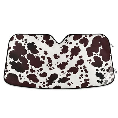 Windshield Sun Shade Cow Print Brown Farm Ram Front Window Block UV Shades Visor Reflective Retractable for Car SUV Trucks - color: B014