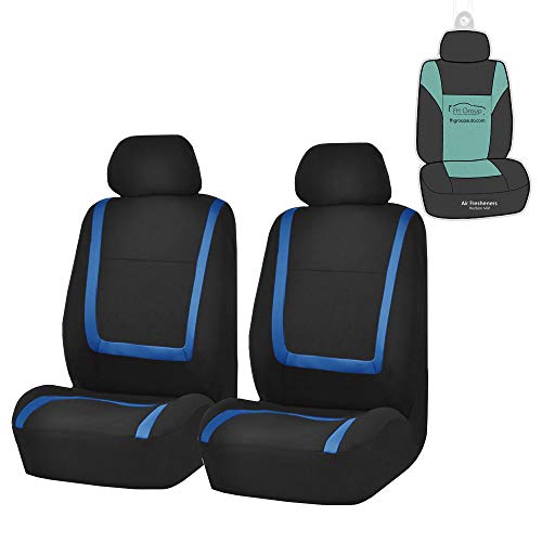 FH Group Front Seats Only Car Seat Covers Low Back - Unique Cloth Interior Accessories Car Seat Covers Blue Seat Cover Front Set - Universal Fit Cars Trucks SUV Car Seat Protector Accessories - color: Blue, size: Front Set