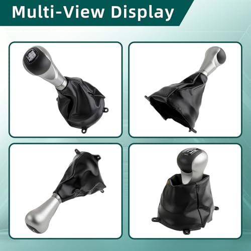 AUTOKAY Set of 3 Parking Brake Handle Grip Knob Set Fits for Honda Civic 2006-2011 Manual Gear Stick Shift Shifter Knob Head with 5 Speed and Boot Dust Cover PU Leather
