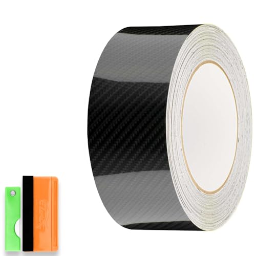 2 in x 25 FT 7D Carbon Fiber Black Vinyl Wrap Kit Sticker Decal for Black Out Chrome Remove Window Trim Door Trim Self-Adhesive Air Release Waterproof and Scratch DIY - color: 7D Carbon Fiber Black, size: 2 in x 25 FT