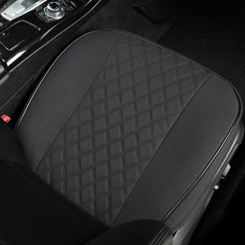 West Llama Linen Front Car Seat Cover Protector Anti-Slip Bottom Seat Cover Fits 95% of Vehicles,Wrapping Around The Bottom,Diamond Pattern(Black-1Pcs) - color: Diamond Pattern-Black, size: 1pc