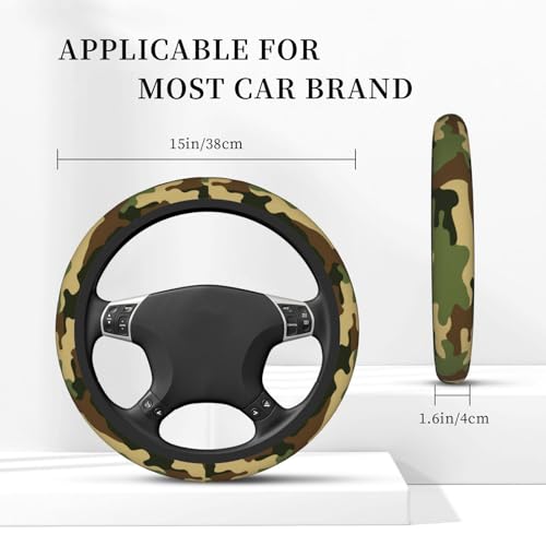 Military Army Green Camo Elastic Steering Wheel Cover Universal 15 Inch - color: 18