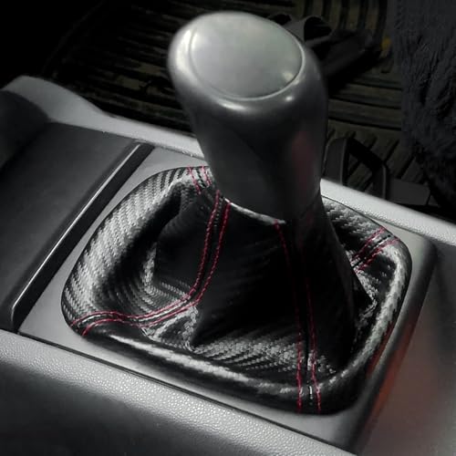 16mm Manual Car Shift Boot,Carbon Fibre Leather Gear Shift Cover for Dust Prevention & Protection,Universal Car Interior Accessories(Red) - color: Red