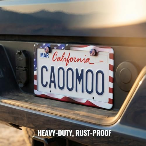American Flag License Plate Frame - 2 Pack Stainless Steel License Plate Frames with Screw Caps (Classic) - style: Classic