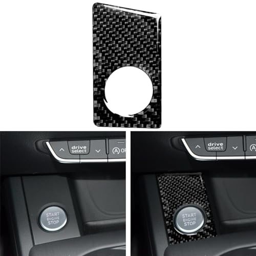 NVCNX Real Carbon Fiber Compatible with Audi B9 A4 S4 2017-2025 / A5 S5 RS5 2018-2025 2019 2020 2021 2022 2023 2024 Car Engine Push Start Stop Button Panel Cover Sticker Interior Trim Accessories 1PC - color: Engine Push Start Stop Button Panel