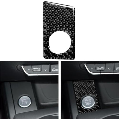 NVCNX Real Carbon Fiber Compatible with Audi B9 A4 S4 2017-2025 / A5 S5 RS5 2018-2025 2019 2020 2021 2022 2023 2024 Car Engine Push Start Stop Button Panel Cover Sticker Interior Trim Accessories 1PC - color: Engine Push Start Stop Button Panel
