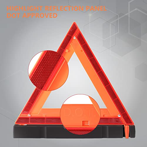 WORKKOOL Safety Triangles DOT Approved, Standard Warning Triangles Enmergency Reflector, Emergency Triangles for Vehicles with Carry Case(3 Pack,Without Sand) - size: WT-NO SAND