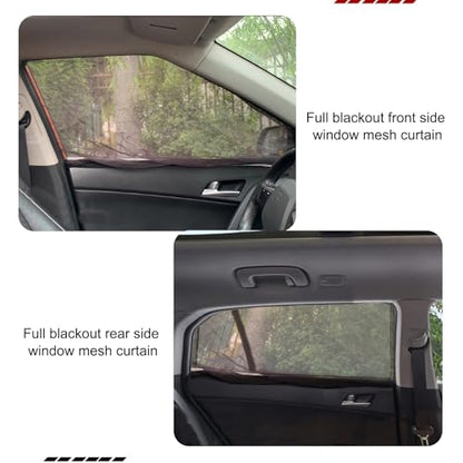 4 PCS Car Window Shades, Stretchable Side Window Full Coverage Sun Shade, Breathable Front & Rear Door Mesh Window Cover for Baby Kids Adults Pet, Universal for Most Cars (Black) - size: 4 Pcs