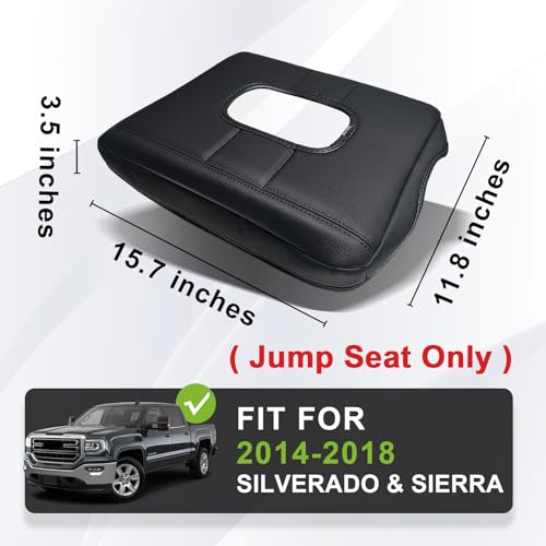 Muslogy Center Console Armrest Cover Fit for Chevy Silverado & GMC Sierra 1500 2500 3500HD 2014-2018 Accessories, Comfort Armrest Pad Console Lid Cushion Vegan Leather Regular Thick(Split Bench Seat) - size: 1) 14-18 |Silverado & Sierra| Jump Seat, Regula