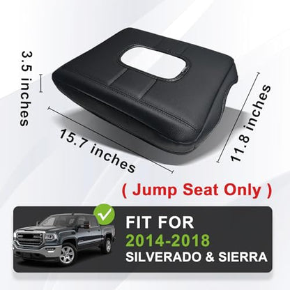 Muslogy Center Console Armrest Cover Fit for Chevy Silverado & GMC Sierra 1500 2500 3500HD 2014-2018 Accessories, Comfort Armrest Pad Console Lid Cushion Vegan Leather Regular Thick(Split Bench Seat) - size: 1) 14-18 |Silverado & Sierra| Jump Seat, Regula