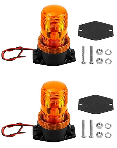 QWORK Amber Led Strobe Lights, Warning Emergency Flashing Beacon Lights for Trucks, Cars, Bus, Tractor, Mower, ATV, Golf Carts, UTV, 2 Pack - size: 2 Pack