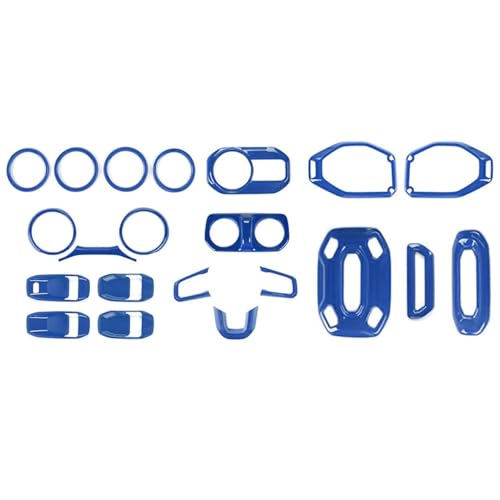 for Wrangler JL Interior Trim Kit Blue Dashboard for Jeep Wrangler JL JLU Gladiator JT 2018-2023 Blue Interior Accessories 21pcs - color: Blue