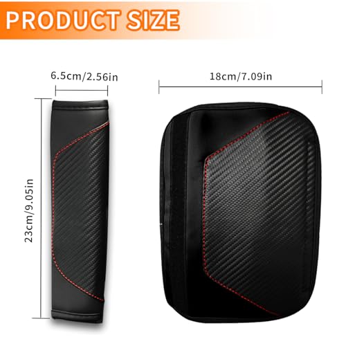 2PCS Car Seat Belt Cover, Carbon Fiber Safety Seatbelt Shoulder Strap Covers, Breathable Leather Soft Harness Pad for Car Interior Accessories (Black) - color: Black