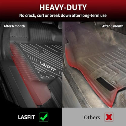 LASFIT Floor Mats for Ford F-150 2015-2026 | F150 Lightning 2022-2025 SuperCrew (Rear w/o Fold Flat Storage) Carpet Floor All Weather Protector TPE Truck Liners- 1st & 2nd Row, 3pcs Black - style: 1) F-150 SuperCrew| 15-26 | 2Rows w/o FF Storage