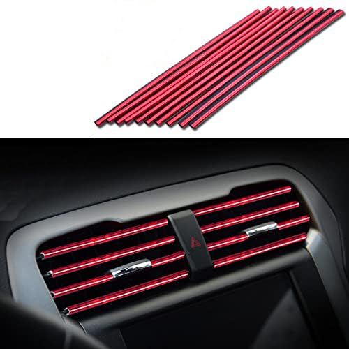 Car Air Conditioner Vent Outlet Trim Strip DIY Decoration Chrome Trim Strip Line Car Shiny Accessories 10PCS (Flash Red) - color: Flash Red