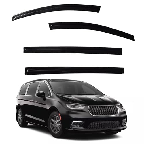 Window Visors Rain Guards Compatible with 2017-2026 Chrysler Pacifica, Out-Channel Side Window Wind Deflectors Vent Shades Accessories, Dark Smoke 4 Pcs, 2018 2019 2020 2021 2022 2023 2024 2025 - size: 2017-2026 Chrysler Pacifica
