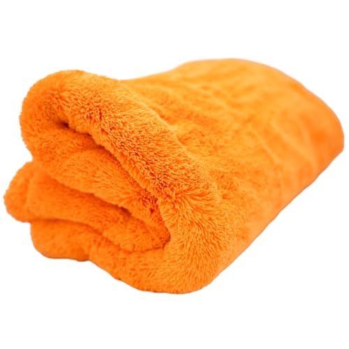 THOR GOAT 1800 Drying Towel (Orange) – Premium Korean Microfiber Car Drying Towel – Ultra Plush Twist Loop Design – Super Absorbent, Lint-Free, 28x28, 1800 GSM – Professional Auto Detailing Towel - color: Orange