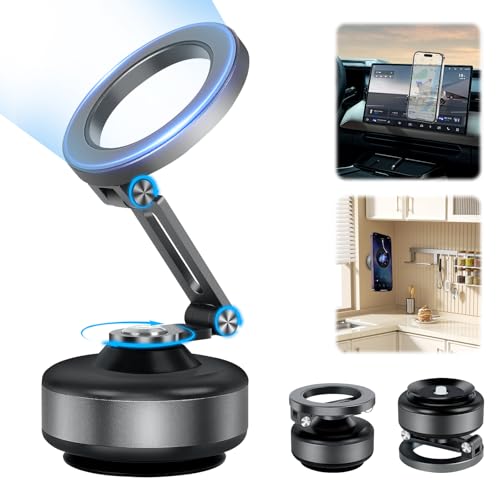 Generic Electric Vacuum Magnetic Suction Phone Holder, 360 Rotating, Universal Compatibility, Phone Mount for iPhone 16/15/14/13/12, Car/Mirror/Shower