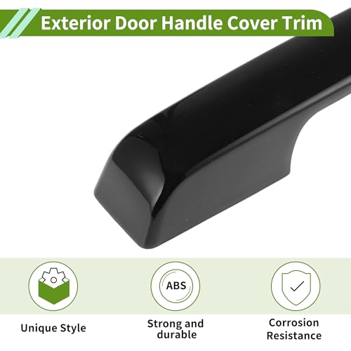 Exterior Door Handle Cover Trim Front Left Front Right Rear Left Rear Right Door Handle Cover for Ford F150 21-24 Glossy Black - size: Without Sensor Holes
