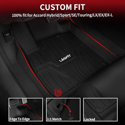 LASFIT Floor Mats for 10th Gen Honda Accord 2022 2021 2020 2019 2018 Sedan (Gasoline & Hybrid), All Weather TPE Custom Fit Anti-Slip Full Coverage Floor Liners,1st & 2nd Row, Black - style: 5）For Honda Accord | 2018-2022 | 1st & 2nd Row